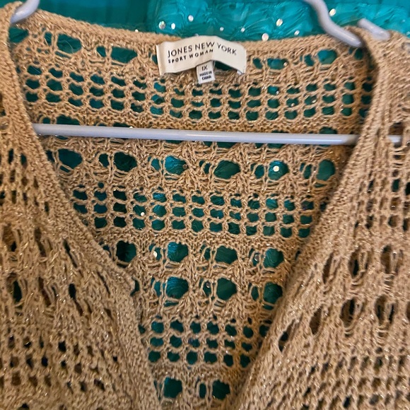 Women’s Khaki Crocheted Cardigan - Picture 2 of 3